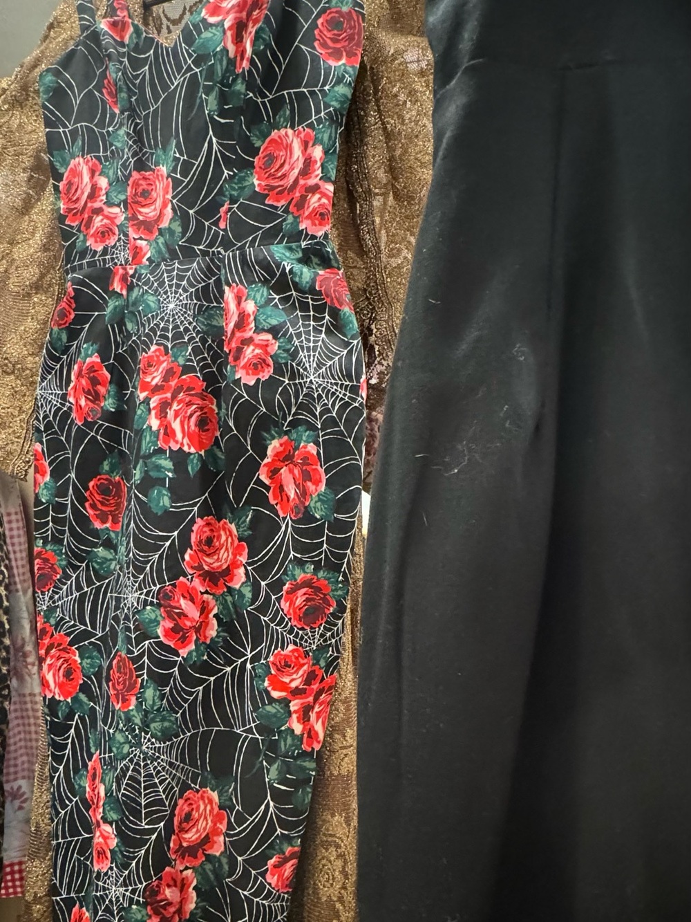 Rare boutique collectible Vixen by Micheline Pitt Floral Spiderweb Bodycon Roses